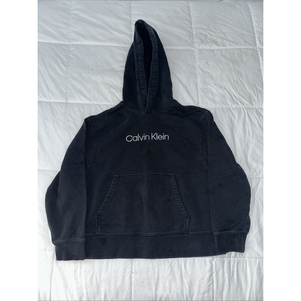 Calvin Klein Women’s Fit Logo Hoodie, Black Beauty MINT USED L